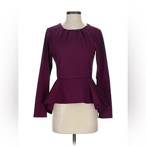 Betabrand Billion Dollar Peplum Long Sleeve Top in Plum size Medium